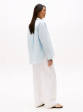 Blue Oversized Fit Adjustable Cuffs Poplin Shirt  Women