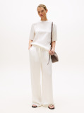 White Relaxed Fit Sateen T-Shirt  Women
