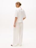 White Relaxed Fit Sateen T-Shirt  Women