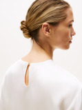 White Relaxed Fit Sateen T-Shirt  Women
