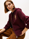 Red TH Crest Embroidery Gold-Tone Zip-Thru Hoody  Women
