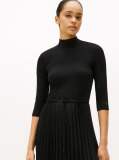 Black Pleated Midi Fit And Flare Dress  Women