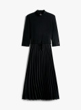 Black Pleated Midi Fit And Flare Dress  Women