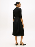 Black Pleated Midi Fit And Flare Dress  Women