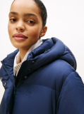 Blue Water Repellent Down Hooded Coat  Women