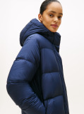 Blue Water Repellent Down Hooded Coat  Women