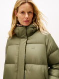 Green Down Hooded Longline Puffer Coat  Women