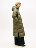 Green Down Hooded Longline Puffer Coat  Women