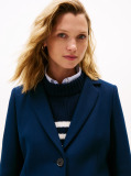 Blue Single Breasted Coat With Cashmere  Women