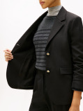 Μαύρο Μάλλινο Blazer Σε Κανονική Γραμμή  Γυναίκες