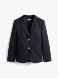 Μπλε Μάλλινο Blazer Σε Κανονική Γραμμή  Γυναίκες