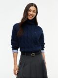 Blue Cable Knit Soft Wool Relaxed Jumper  Women