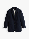 Μπλε Άνετο Blazer Με Μονή Σειρά Κουμπιών  Γυναίκες