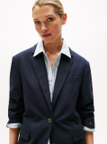 Μπλε Άνετο Blazer Με Μονή Σειρά Κουμπιών  Γυναίκες