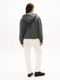 Grey Logo Embroidery Zip-Thru Hoody  Women