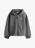Grey Logo Embroidery Zip-Thru Hoody  Women