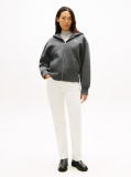 Grey Logo Embroidery Zip-Thru Hoody  Women