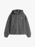 Grey Logo Embroidery Zip-Thru Hoody  Women