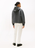 Grey Logo Embroidery Zip-Thru Hoody  Women