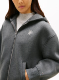 Grey Logo Embroidery Zip-Thru Hoody  Women