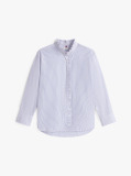Blue Ruffle Collar Poplin Relaxed Fit Shirt  Women