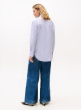 Blue Ruffle Collar Poplin Relaxed Fit Shirt  Women