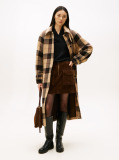Multi Check Wool Blend Oversized Belted Coat  Women