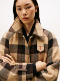 Multi Check Wool Blend Oversized Belted Coat  Women