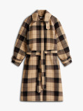 Multi Check Wool Blend Oversized Belted Coat  Women