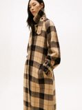 Multi Check Wool Blend Oversized Belted Coat  Women