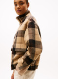 Multi Check Wool Blend Relaxed Harrington Jacket  Women
