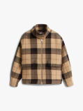Multi Check Wool Blend Relaxed Harrington Jacket  Women