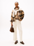 Multi Check Wool Blend Relaxed Harrington Jacket  Women