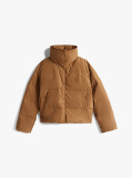 Brown Crest Embroidery Down Puffer Jacket  Women
