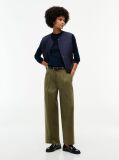 Blue Mock Neck Slim Long Sleeve Top  Women
