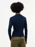 Blue Mock Neck Slim Long Sleeve Top  Women