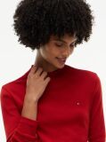 Red Mock Neck Slim Long Sleeve Top  Women