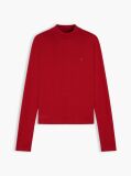 Red Mock Neck Slim Long Sleeve Top  Women