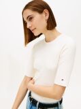 Μπεζ Ριμπ T-Shirt Σε Slim Γραμμή  Γυναίκες