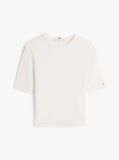 Μπεζ Ριμπ T-Shirt Σε Slim Γραμμή  Γυναίκες
