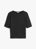Μαύρο Ριμπ T-Shirt Σε Slim Γραμμή  Γυναίκες