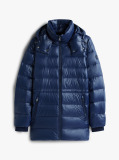 Blue Shiny Water Repellent Down Puffer Coat  Women