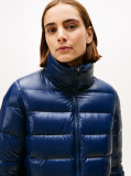 Blue Shiny Water Repellent Down Puffer Coat  Women