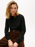 Black Boat Neck Pure Wool Jumper  Women
