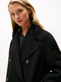 Black Wool Blend Double Breasted Peacoat  Women
