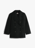 Black Wool Blend Double Breasted Peacoat  Women