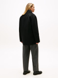 Black Wool Blend Double Breasted Peacoat  Women
