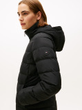 Black Faux Fur Hood Down Puffer Jacket  Women