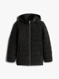 Black Faux Fur Hood Down Puffer Jacket  Women