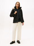 Black Faux Fur Hood Down Puffer Jacket  Women